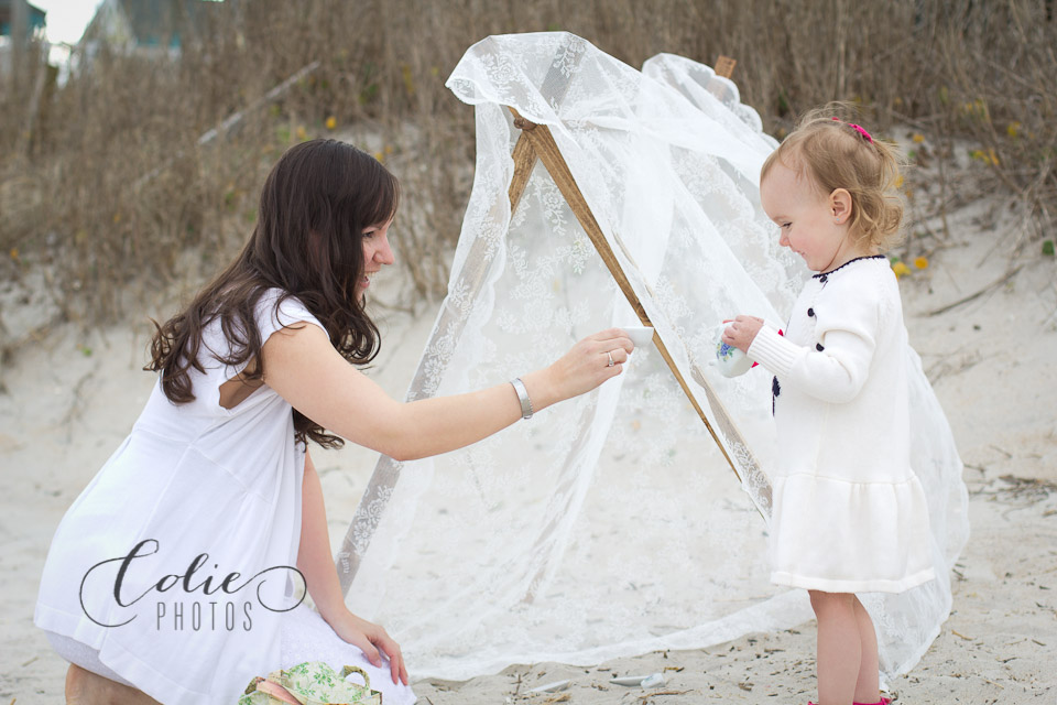 Lace Tent Tea Party on the beach