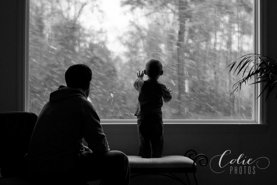 little boy's first snow