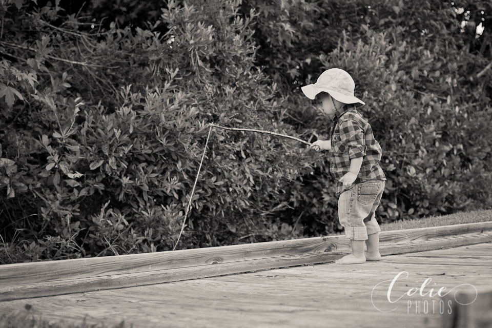 little boy fishing